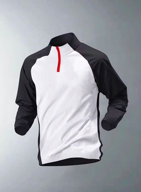 定制男装25秋冬季男士新款半拉链速干运动T恤户外撞色长袖健身