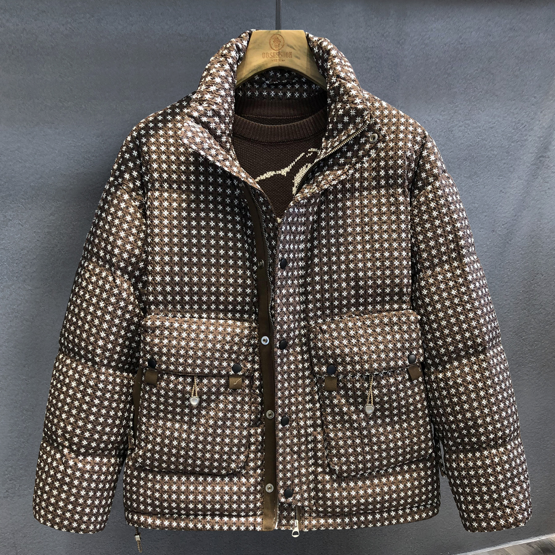 北京三里屯轻奢气质蓬松90白鸭绒加厚羽绒服男士冬季新款保暖外套