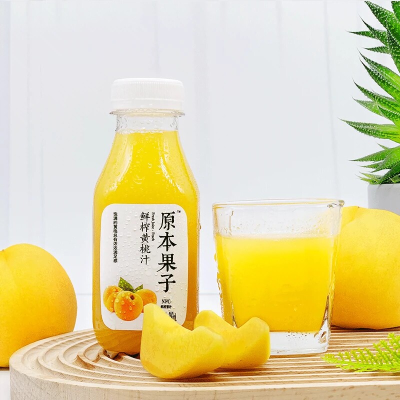 原本果子鲜榨黄桃汁300ml/瓶装纯果汁nfc无添加饮料轻断食果汁