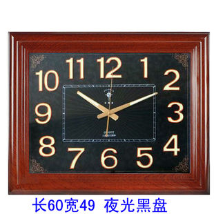 北极星超大尺寸夜光挂钟长方形时钟中式客厅静音办公家用石英钟表