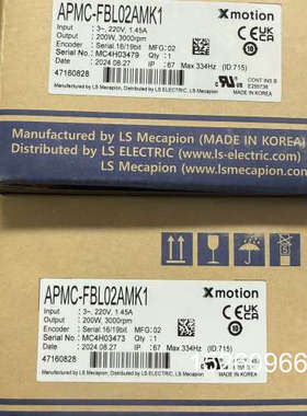 议价韩国LS伺服电机APMC-FBL02AMK1，全新原装正品。议价
