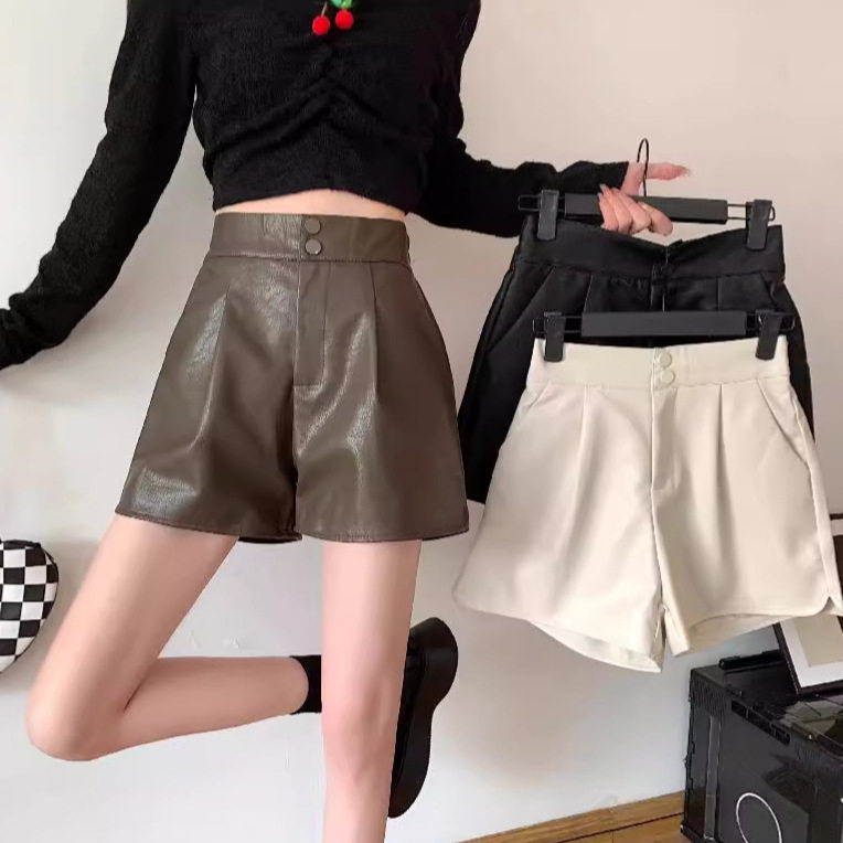 PU黑色皮裤短裤女秋季外穿靴裤2024新款高腰显瘦宽松阔腿裤子ins,女装/女士精品,休闲裤,淘宝优惠券,粉丝福利购,淘宝优惠卷