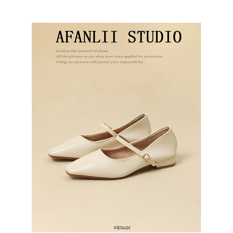 方头浅口软皮法式复古奶奶鞋单鞋