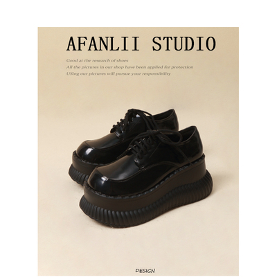 小皮鞋小个子厚底增高8CM松糕鞋