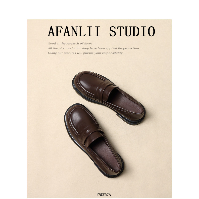 英伦风复古一脚蹬通勤小皮鞋单鞋