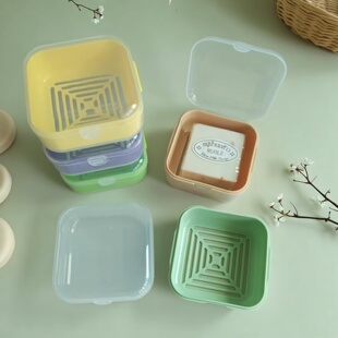 家用香皂盒翻盖锁扣双层沥水肥皂盒便携透明塑料收纳学生宿舍皂架