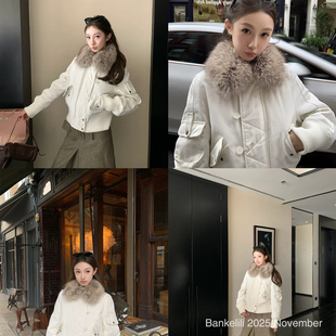 冬季新款夹克短款羽绒服外套加厚保暖配可拆真狐狸毛领小个子女生