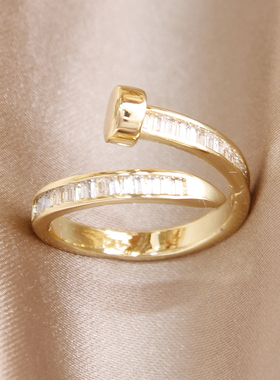 菲颜施女日韩锆石钉子开口戒指