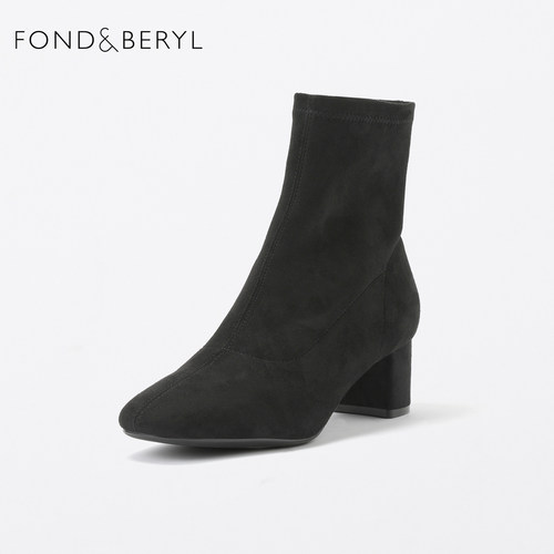 冬季粗跟短靴菲伯丽尔