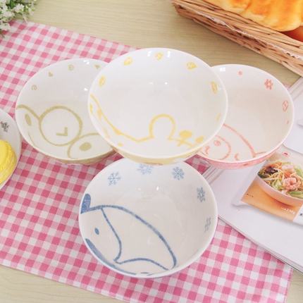 卡通工房碗手绘陶瓷碗米饭碗动物碗釉下彩创意沙拉碗日式餐具套装
