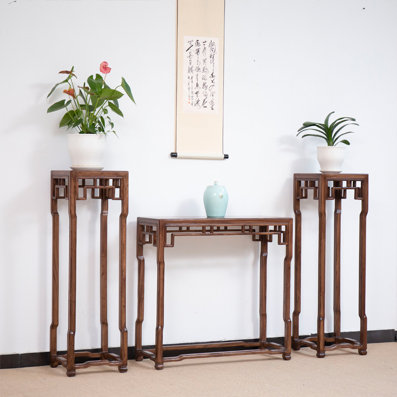 宏海实木榆木新中式玄关桌