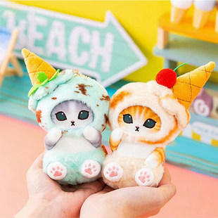 miniso名创优品mofusand猫福珊迪冰淇淋雪糕毛绒挂件鲨鱼猫包挂饰