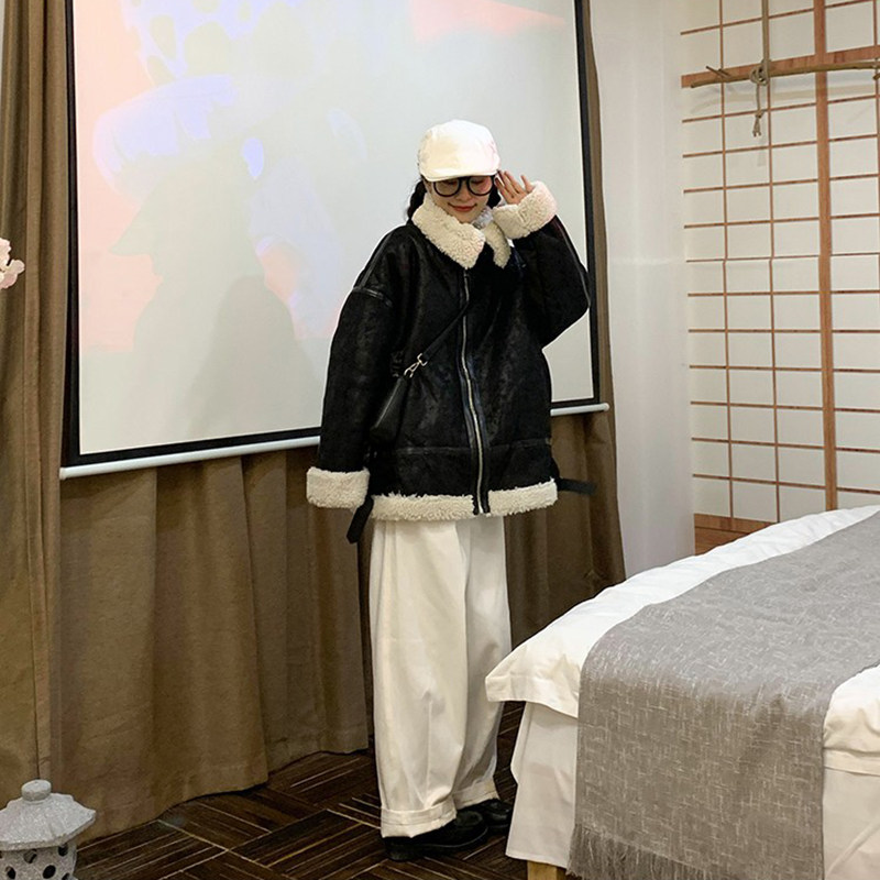 【闭店清仓】现货秒发 羊羔绒毛领外套女皮毛一体机车外套短款怎么样,好用不?
