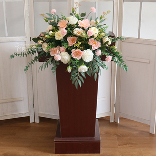 挂式演讲台仿真花主席台发言台假花装饰商务会议桌面摆设成品花艺