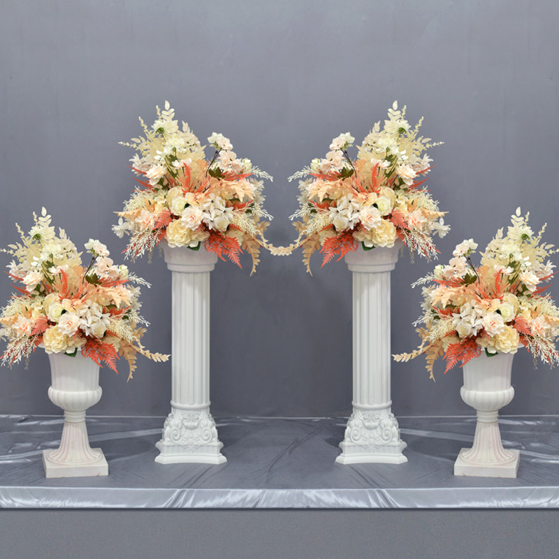 婚礼布置酒店婚庆T台迎宾区罗马柱花球仿真花店铺橱窗装饰KTV摆件
