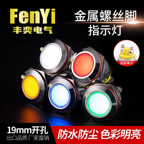 丰奕19mmLED指示灯 饮水机电源信号灯 6V至220V通用