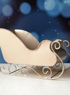 金色圣诞雪橇铁艺桌面摆件圣诞节装饰品场景布置christmas sleigh