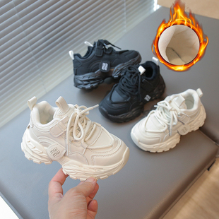 男女童皮面防水运动鞋 2025秋季 ·炸街轻便纯白色黑色儿童老爹鞋