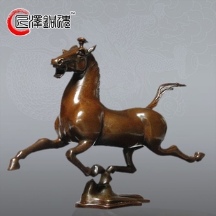 匠泽铜魂 马踏飞燕 黄铜摆件礼品生肖马工艺礼品摆饰铜马摆件