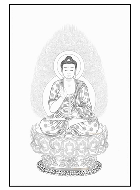 高清药师佛白描底稿工笔佛像人物线稿线描实物纸质打印稿非宣纸