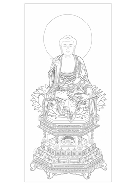 高清毗卢遮那佛白描底稿工笔画佛像菩萨线稿勾线线描实物纸质打印