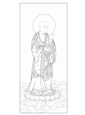 高清菩萨白描底稿国画工笔画佛像线稿线描实物纸质打印练习勾线稿
