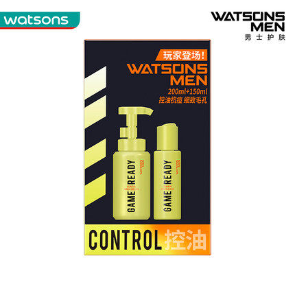 屈臣氏男士清爽控油礼盒控油抗痘(洁面200毫升 活力水150毫升)