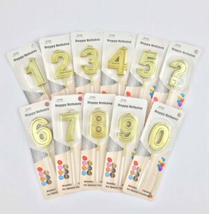 彩虹烘焙馆蛋糕装饰大号金色数字蜡烛0-9问号蜡烛新款