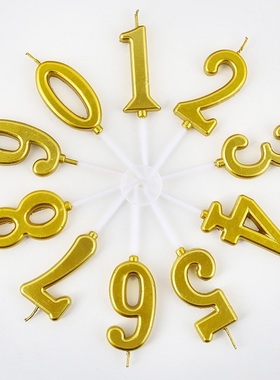 彩虹烘焙馆生日蛋糕庆祝金色数字蜡烛pvc盒装0-9party