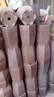 微瑕疵处理无破损库存多特价六方兰花盆盆景盆紫砂原色透气好包邮