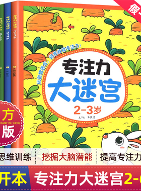 大迷宫专注力训练书全套4册2-3-4-5-6岁儿童益智训练书幼儿高难度闯关找不同注意力思维训练给孩子提高视觉培养思维逻辑图画捉迷藏