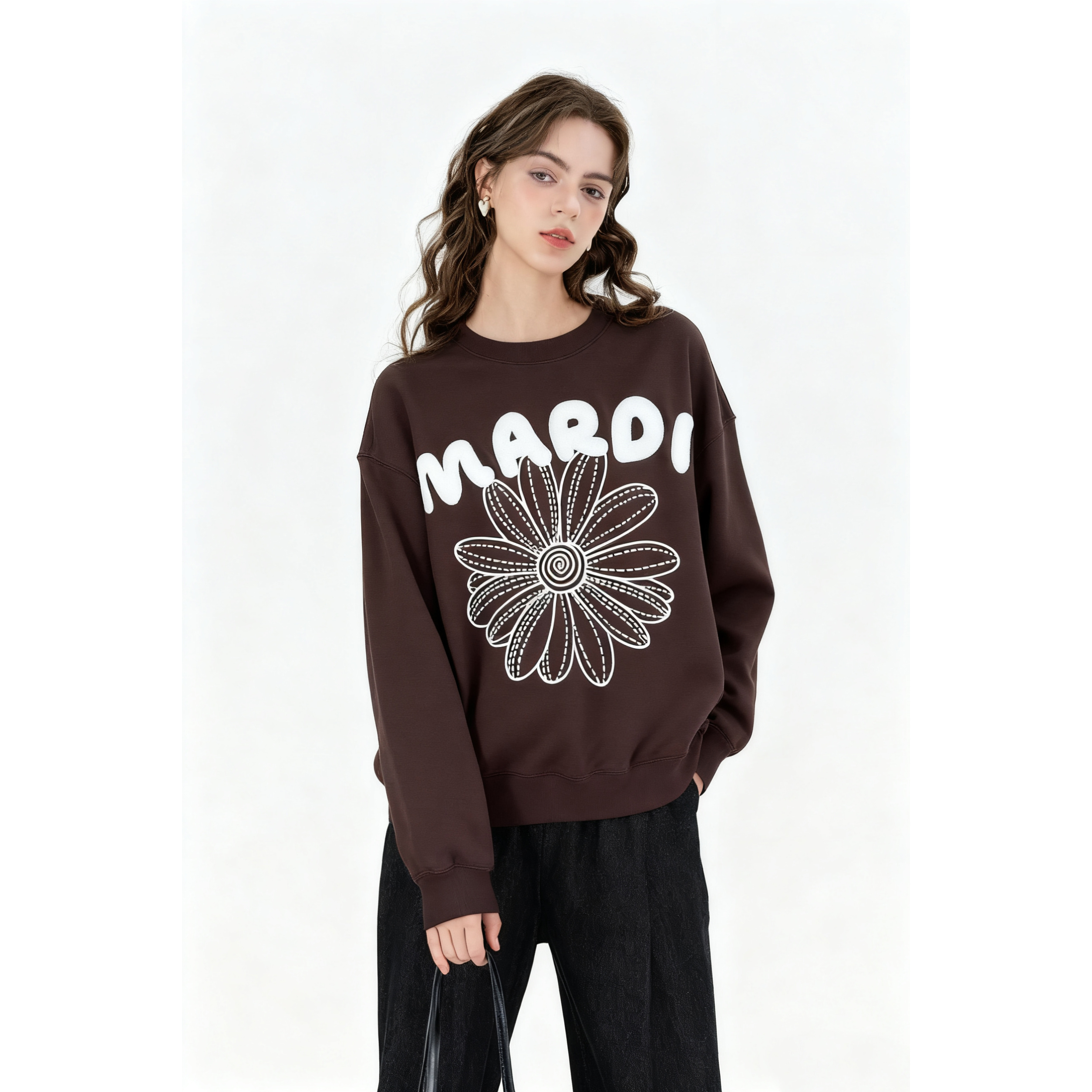 Mardi雏菊圆领休闲卫衣25秋季新款宽松上衣韩系百搭长袖