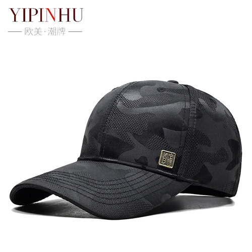 YIPINHU欧美男士加长檐9cm圆顶不褪色棒球帽户外轻薄运动鸭舌帽男