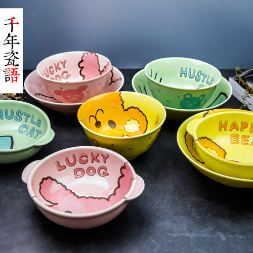 陶瓷日本动物饭碗卡通儿童餐具