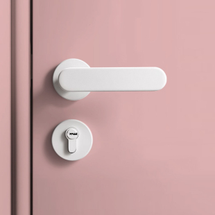 奶油风白色门锁室内卧室房门锁门把手北欧静音磁吸现代极简门锁