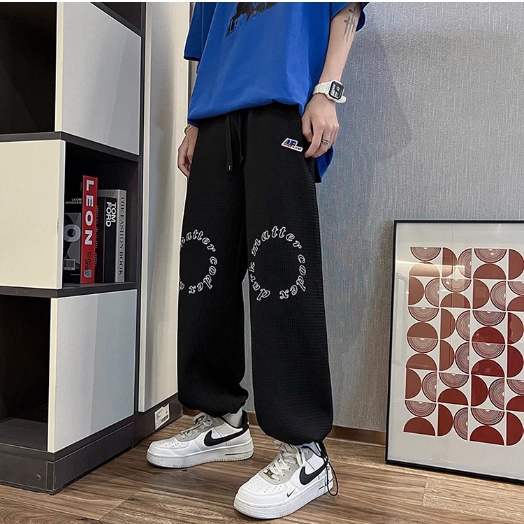 【满两件包邮】2025春夏新款青少年学生设计感高街阔腿直筒休闲裤