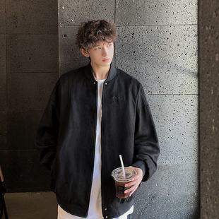 青少年学生港风美式 2025秋新款 满两件 仿麂皮夹克高街外套 包邮