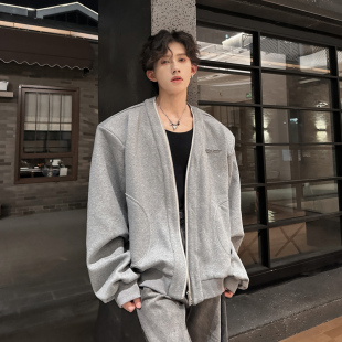 满两件 青少年潮V领小众设计感毛边短款 包邮 新款 夹克 2025秋季