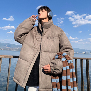 满两件 青少年港风美式 包邮 新款 仿麂皮绒潮牌加厚棉衣 2025冬季