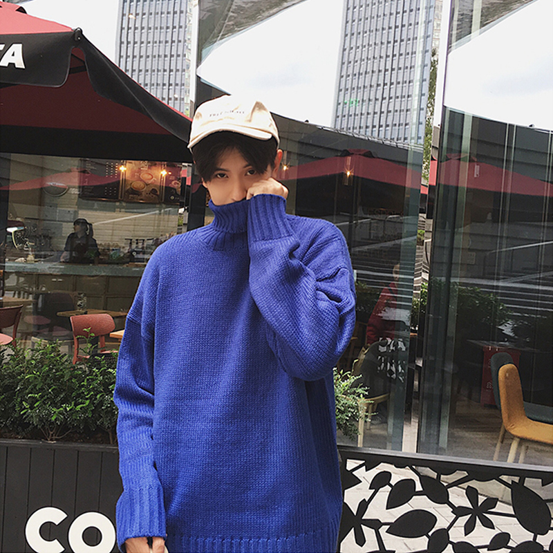 【满两件包邮】2024秋冬新款青少年港风学生韩版潮高领毛衣针织衫