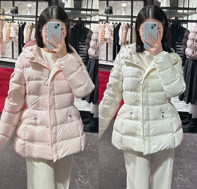 蒙家2024新款羽绒服女士修身小蛮腰亮面时尚羽绒服收腰连帽m外套