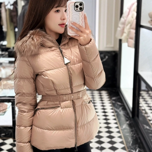 2024新品m收腰显瘦加厚女士修身大毛领蒙家羽绒服短款秋冬外套