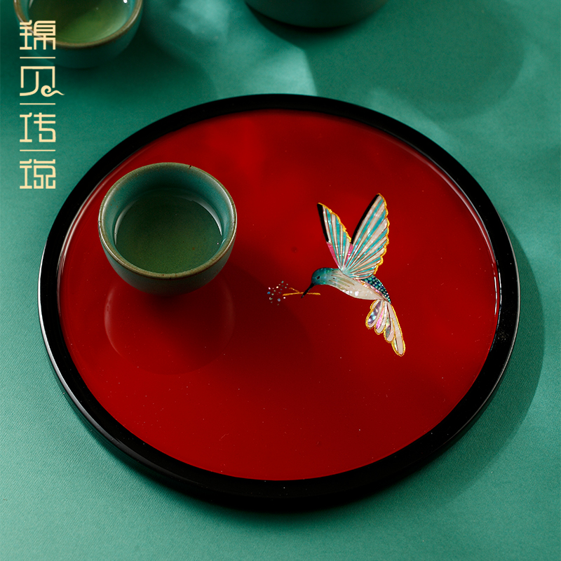 锦贝传说螺钿青鸟衔枝圆盘