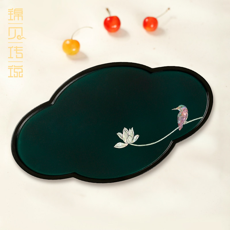 锦贝传说螺钿漆器茶盘家用茶具台古风小型托盘放茶叶杯干泡台茶海