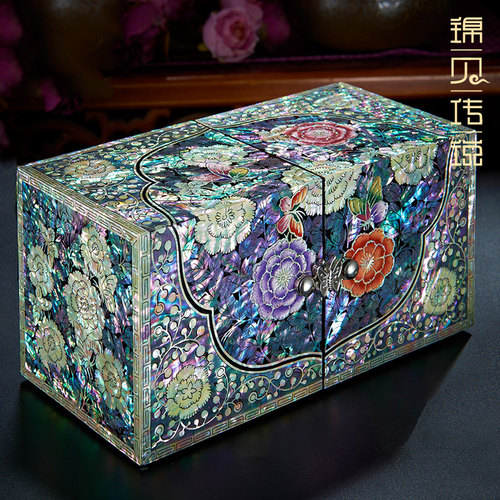 锦贝传说螺钿漆器复古实木质耳环