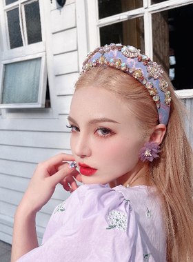 KUKKUU 梦幻洛丽塔公主幻彩图腾华丽高奢宝石复古宫廷厚海绵发箍