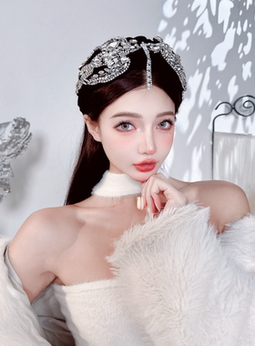 KUKKUU 千金风复古优雅丝绒宽版编织头包脸发饰飞鸟钻饰流苏发箍