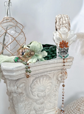 CREAMPP 原创森系清新丝缎编织绒布花宽发饰古风串珠流苏重工发箍