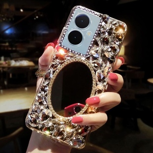 适用于化妆镜子vivoY78 Y77e奢华水钻Y76s全包防摔x90软壳x80闪钻X70x60x50满钻s17ts16 手机壳V2271A网红Y35