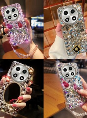 适用于OPPOA2 Pro手机壳女款满钻玫瑰花PJG110奢华水钻全包防摔潮牌创意a2pro带水钻镜子oppo软壳闪钻A2m/5G